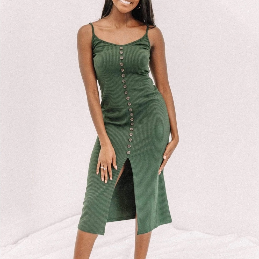 Hunter Green Midi Dress